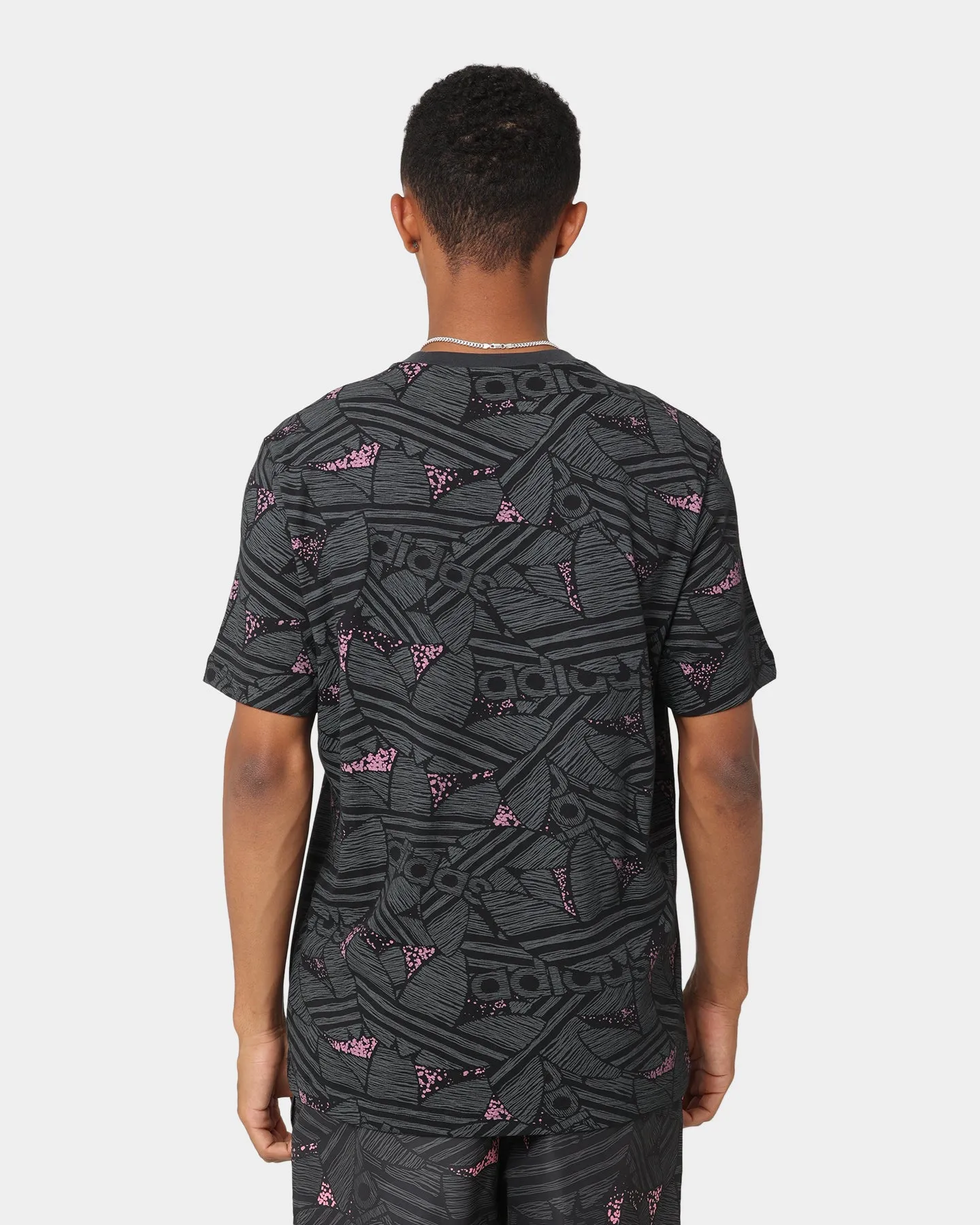 Adidas Trefoil All Over Print T-Shirt Black/Grey Six