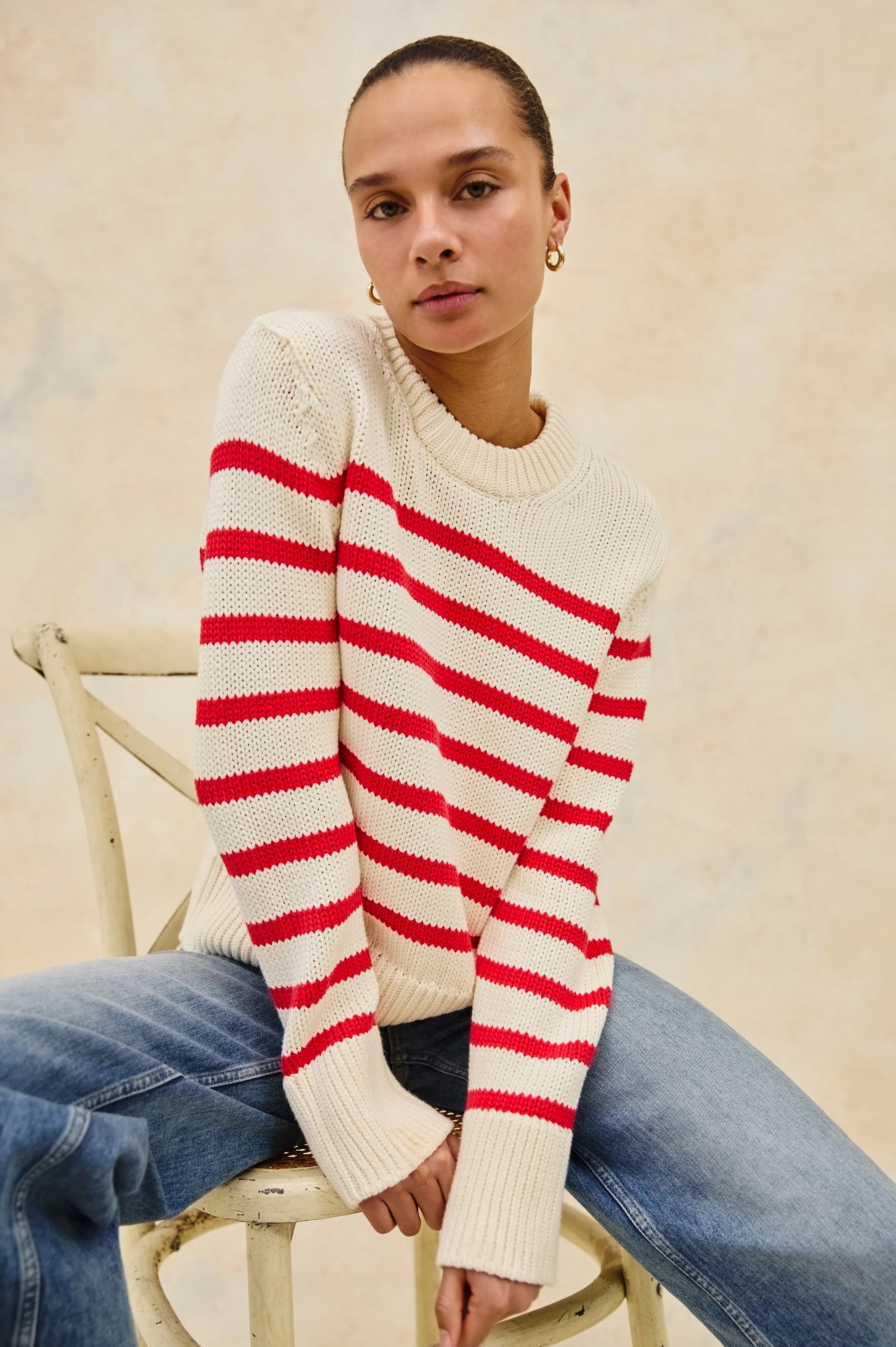 ALISE SWEATER - CHERRY STRIPE