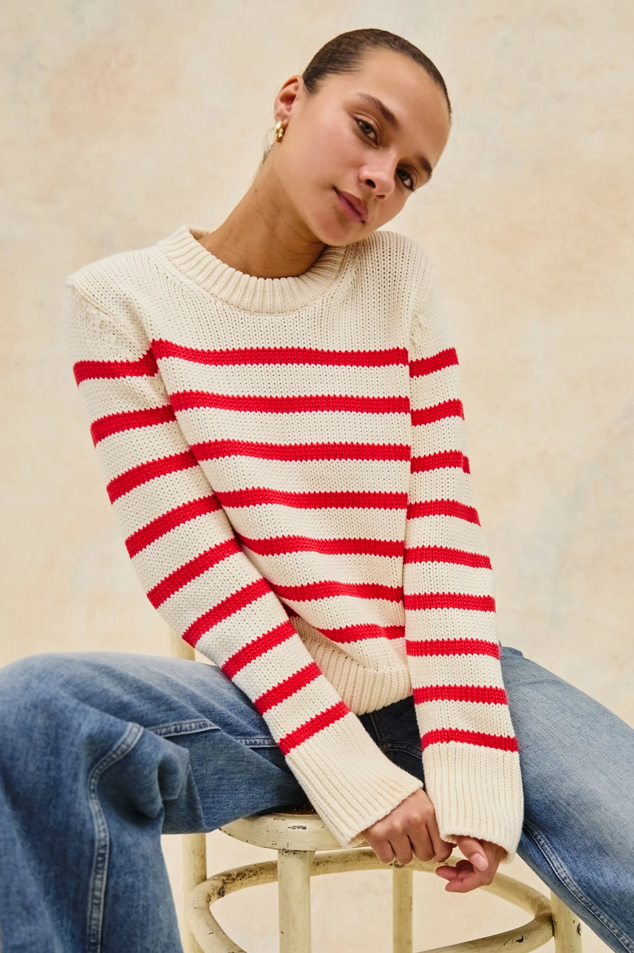 ALISE SWEATER - CHERRY STRIPE