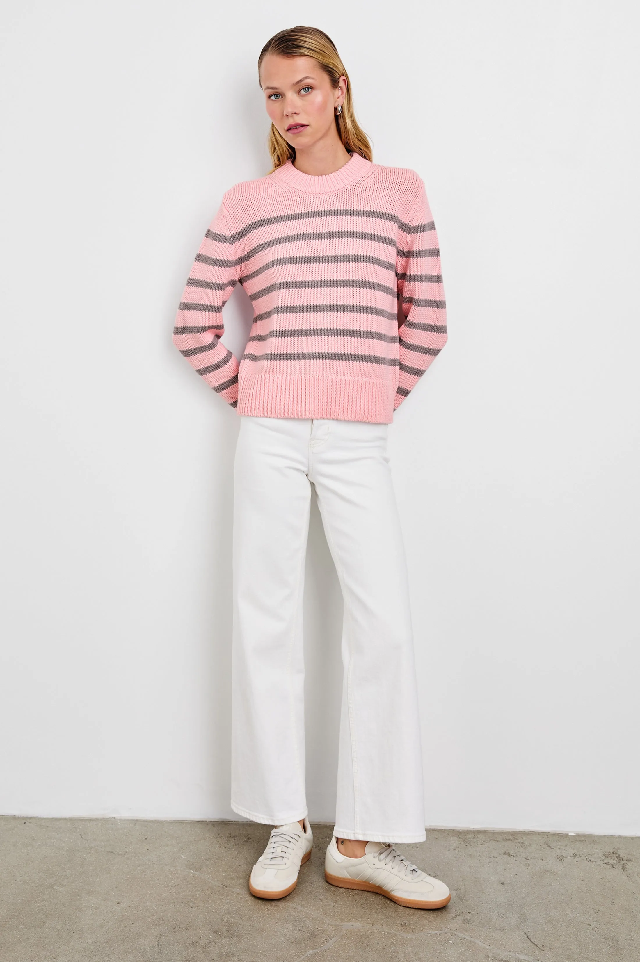 ALISE SWEATER - PINK HEATHER STRIPE