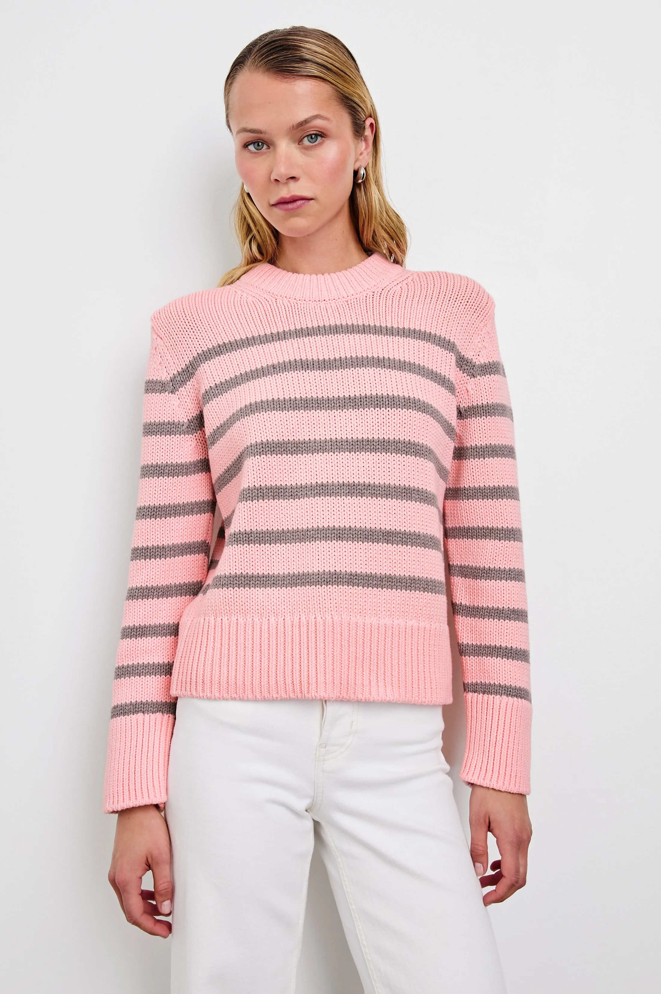 ALISE SWEATER - PINK HEATHER STRIPE
