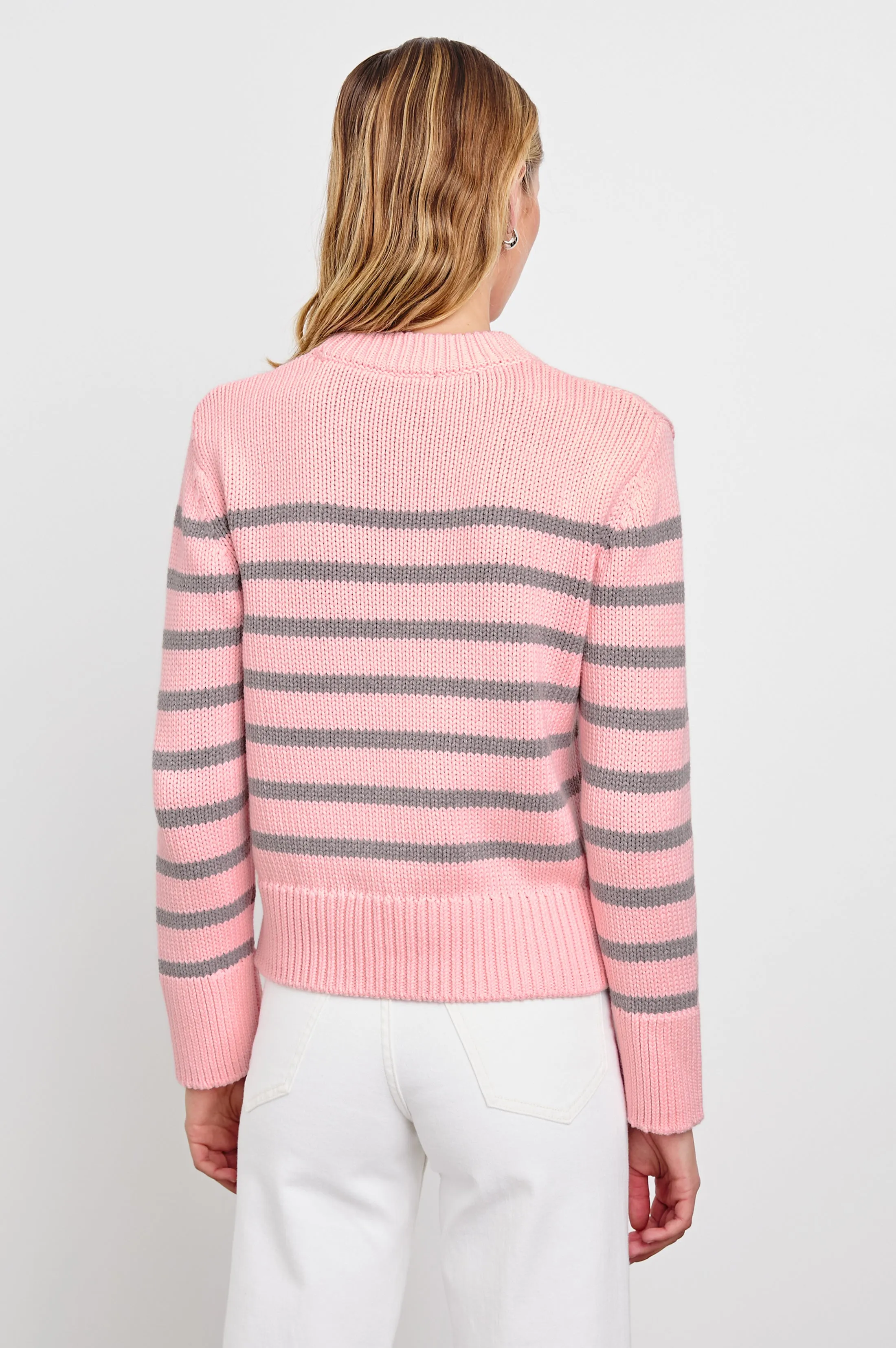 ALISE SWEATER - PINK HEATHER STRIPE