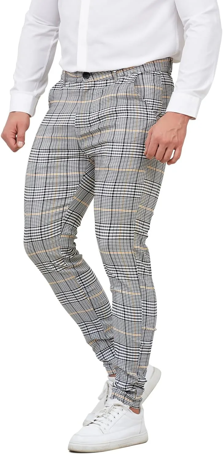 ALLELMS Mens Chinos Slim Fit Stretch Flat-Front Skinny Dress Pants