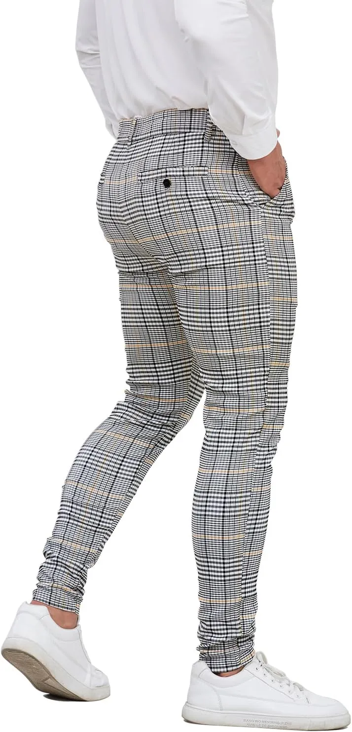 ALLELMS Mens Chinos Slim Fit Stretch Flat-Front Skinny Dress Pants