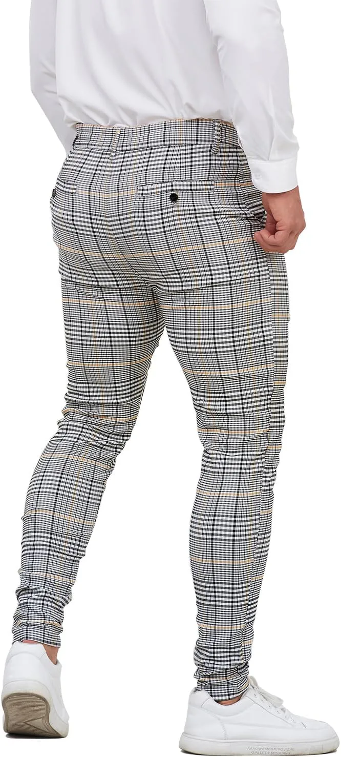 ALLELMS Mens Chinos Slim Fit Stretch Flat-Front Skinny Dress Pants