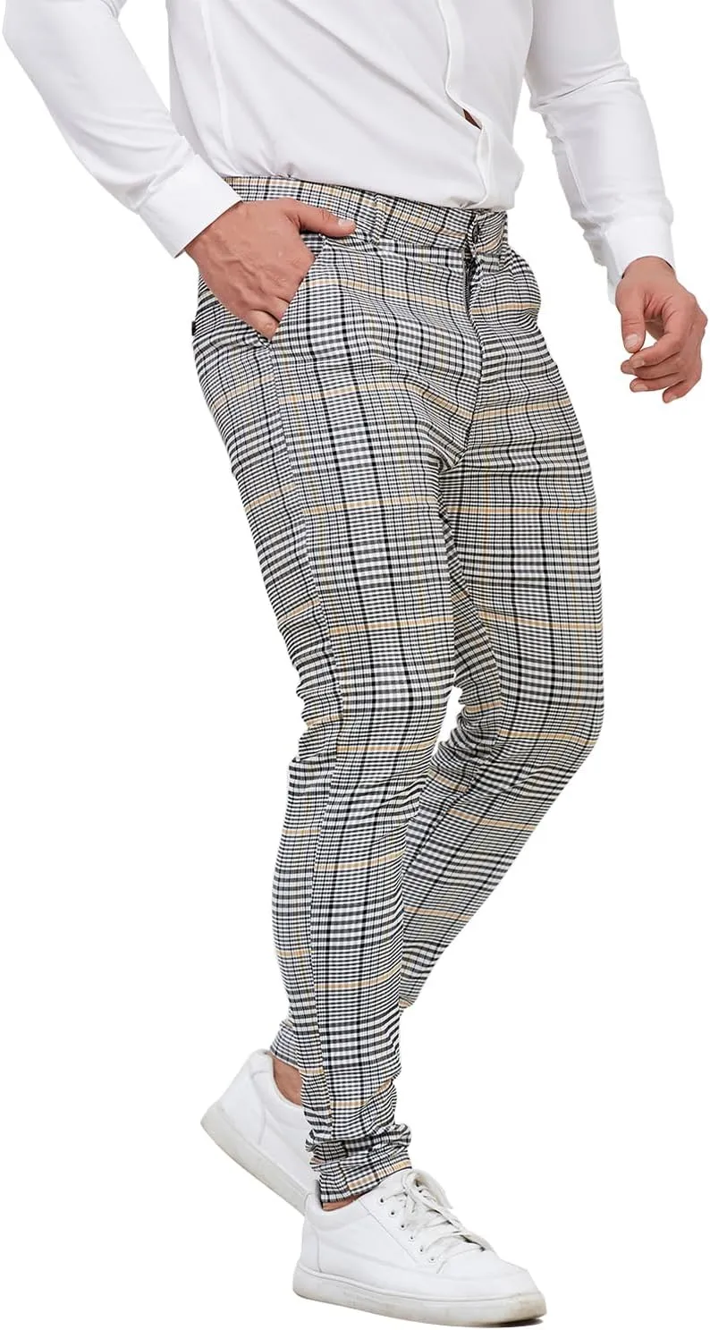 ALLELMS Mens Chinos Slim Fit Stretch Flat-Front Skinny Dress Pants