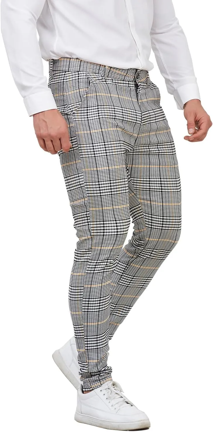 ALLELMS Mens Chinos Slim Fit Stretch Flat-Front Skinny Dress Pants