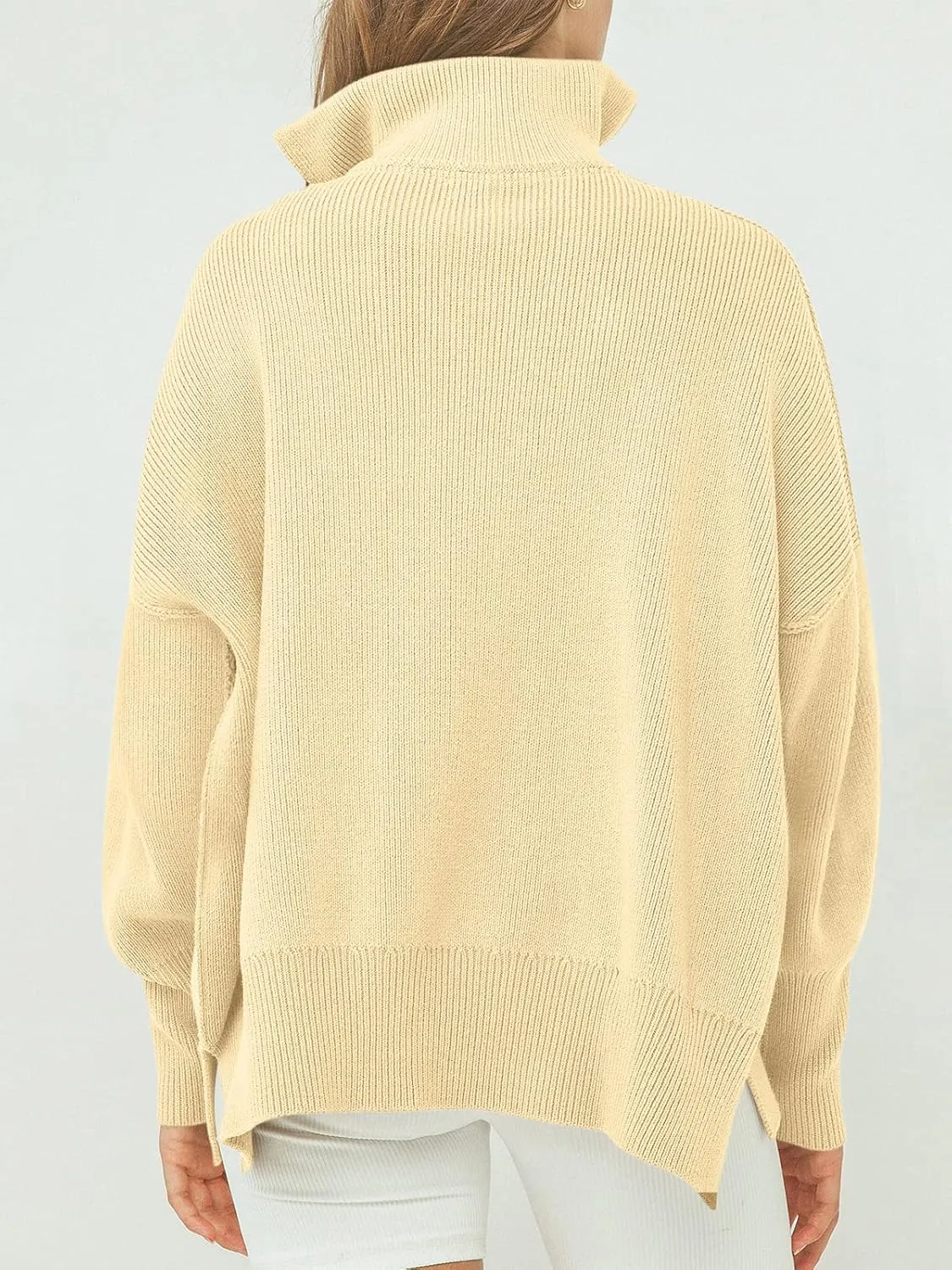 ANRABESS Women's Oversized Fashion Long Sleeve Quarter Zip Baggy Loose Slouchy Sweater Pullover Tops 2025 Fall Outfits