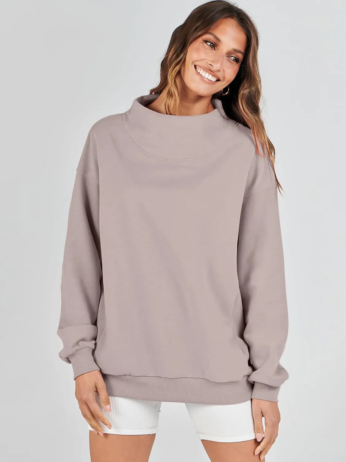 ANRABESS Womens Oversized Sweatshirts Turtleneck Pullover Long Sleeve Hoodies Tops 2024 Fall Fashion Preppy Outfits