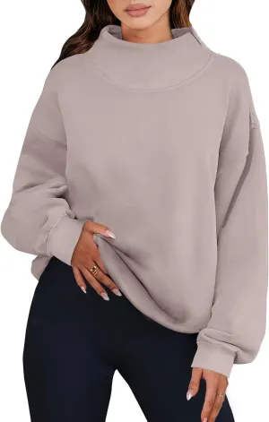 ANRABESS Womens Oversized Sweatshirts Turtleneck Pullover Long Sleeve Hoodies Tops 2024 Fall Fashion Preppy Outfits