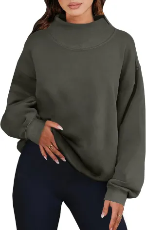 ANRABESS Womens Oversized Sweatshirts Turtleneck Pullover Long Sleeve Hoodies Tops 2024 Fall Fashion Preppy Outfits