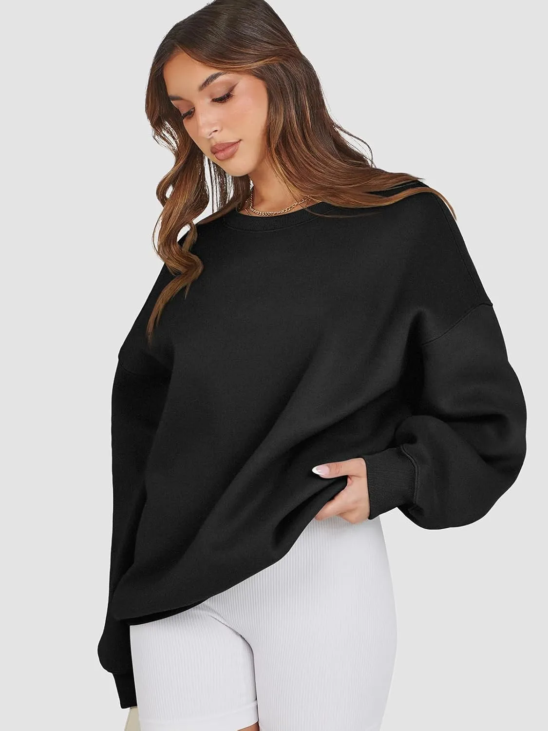 ATHMILE Oversized Sweatshirt for Women Crewneck Fleece Long Sleeve Pullover Hoodies Tops Fall Fashion Outfits Clothes 2025
