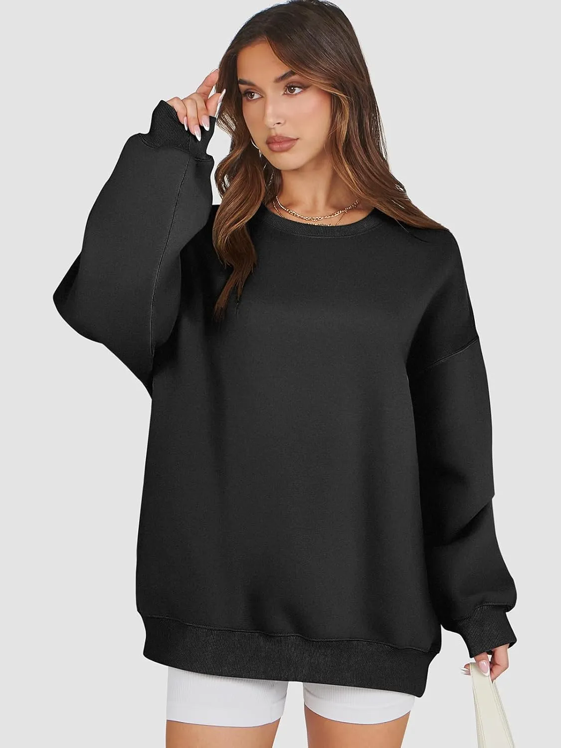 ATHMILE Oversized Sweatshirt for Women Crewneck Fleece Long Sleeve Pullover Hoodies Tops Fall Fashion Outfits Clothes 2025