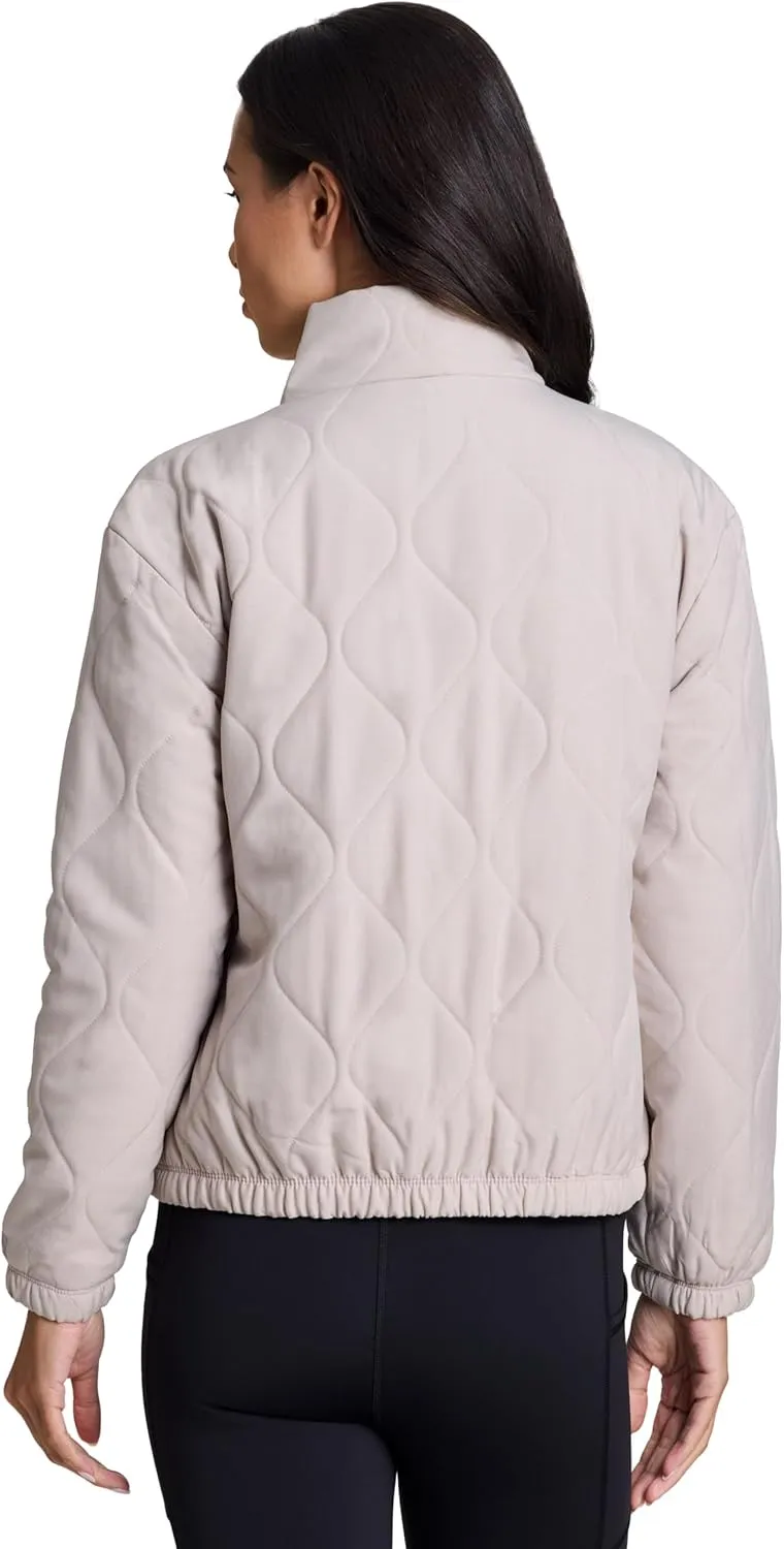 Avalanche Women's Jacket with Zipper Pockets, Everyday Transitional Mini Puffer Mock Neck Zip Up Hiking Jacket with Pockets