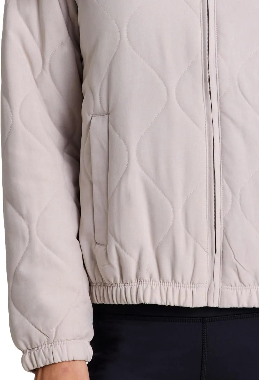 Avalanche Women's Jacket with Zipper Pockets, Everyday Transitional Mini Puffer Mock Neck Zip Up Hiking Jacket with Pockets