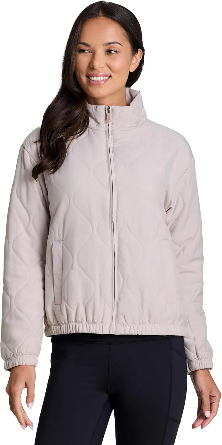 Avalanche Women's Jacket with Zipper Pockets, Everyday Transitional Mini Puffer Mock Neck Zip Up Hiking Jacket with Pockets