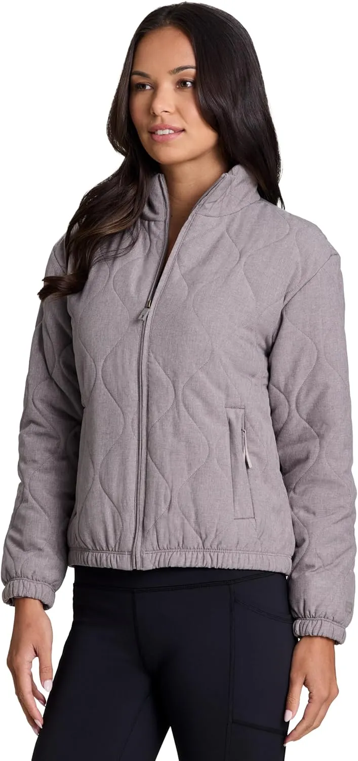 Avalanche Women's Jacket with Zipper Pockets, Everyday Transitional Mini Puffer Mock Neck Zip Up Hiking Jacket with Pockets