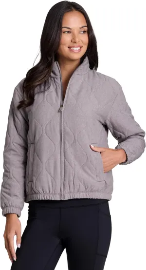 Avalanche Women's Jacket with Zipper Pockets, Everyday Transitional Mini Puffer Mock Neck Zip Up Hiking Jacket with Pockets