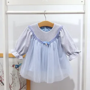 Baby Girl Long Sleeve Panel Mesh Dress Baby Girl Princess Dress