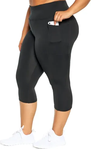 Balance Collection Women's Plus Size Eclipse High Rise Pocket Capri Legging