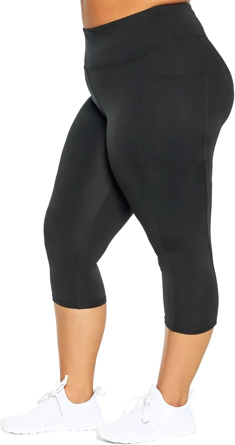 Balance Collection Women's Plus Size Eclipse High Rise Pocket Capri Legging