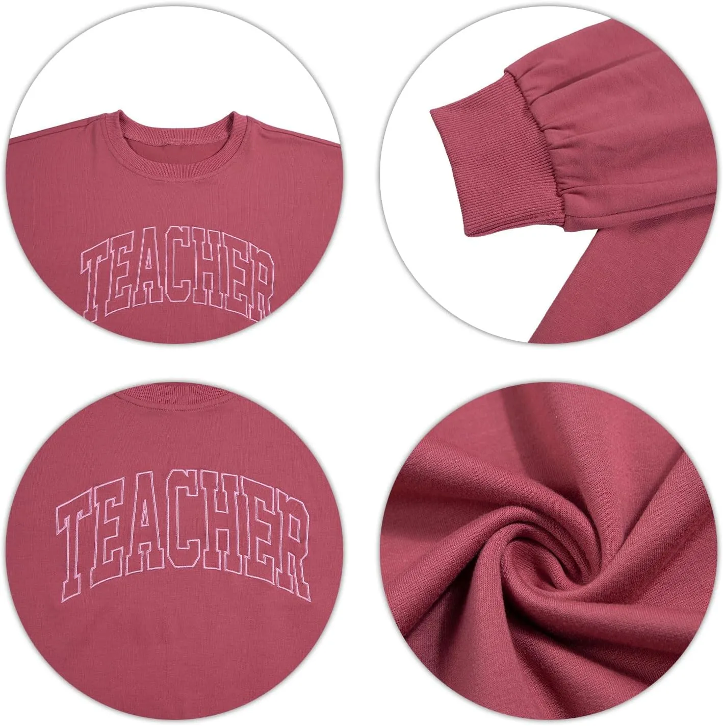 BANGELY Teacher Sweatshirt Women Oversized Retro Teach Crewneck Shirt Embroidery Teacher Life Pullover Long Sleeve Tops