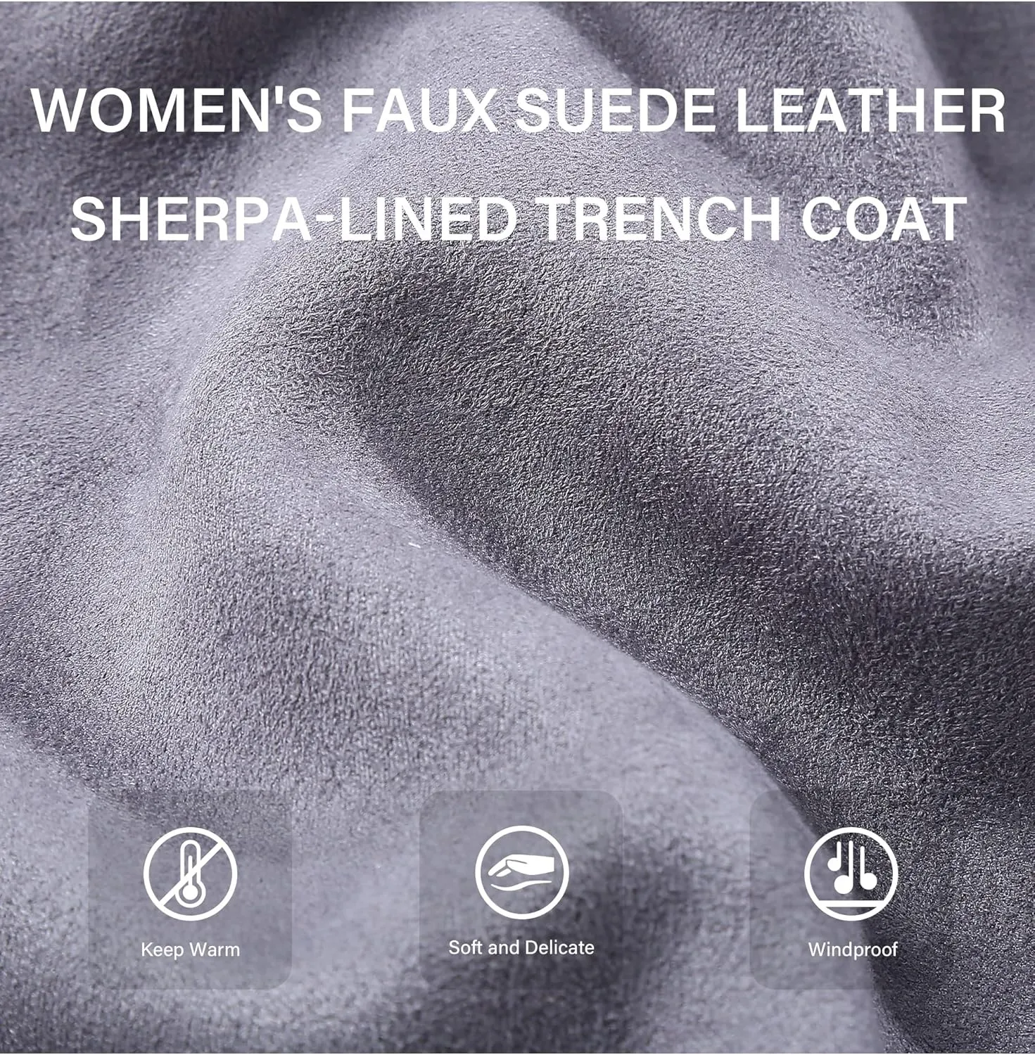 Bellivera Women Faux Leather Trench Coat Fleece-Lined Mid-length Jacket with Detachable Fur Collar