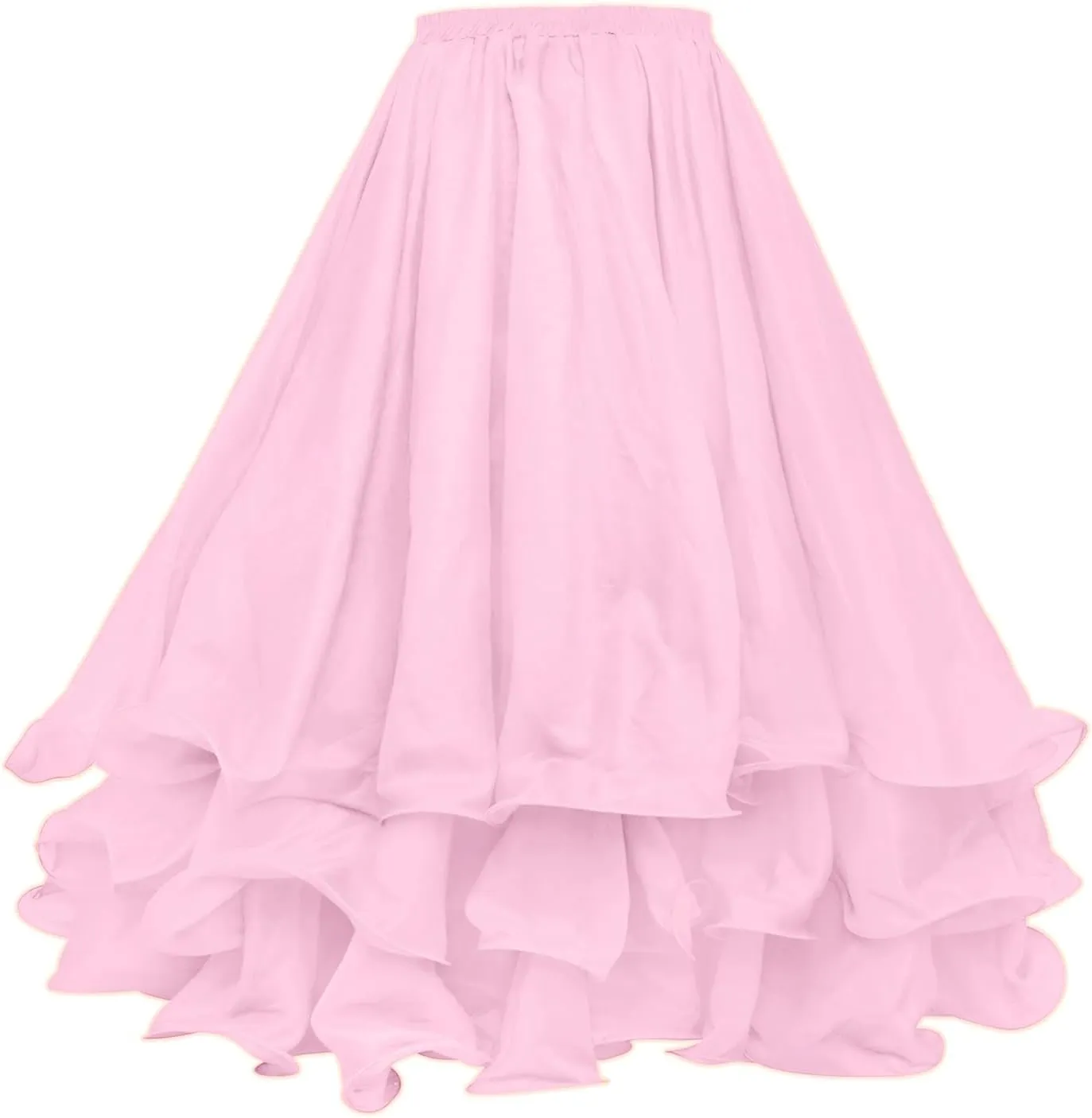 Belly Dance Skirt Halloween Tribal Chiffon Tiered Maxi Full Skirt 37.8 Inch Length