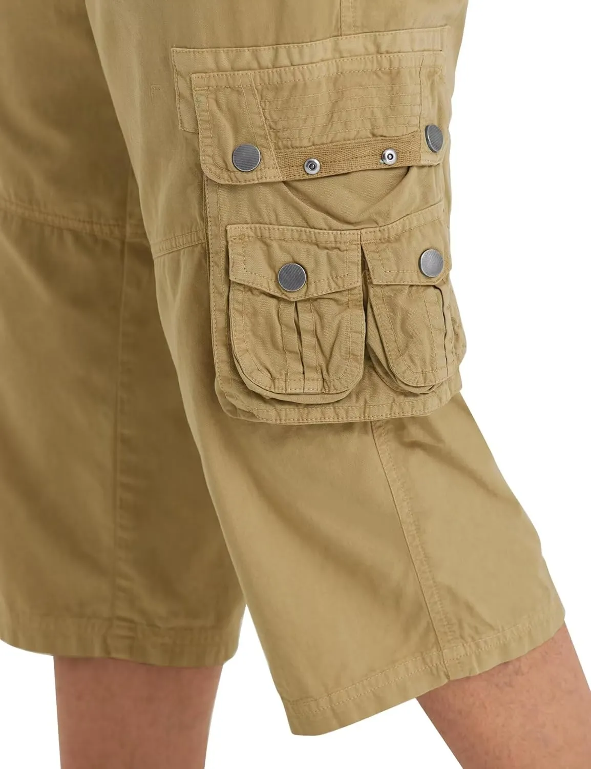 BEST SOUTH 3/4 Capri Long Cargo Shorts for Men Below Knee 18 Inches Pants Cotton