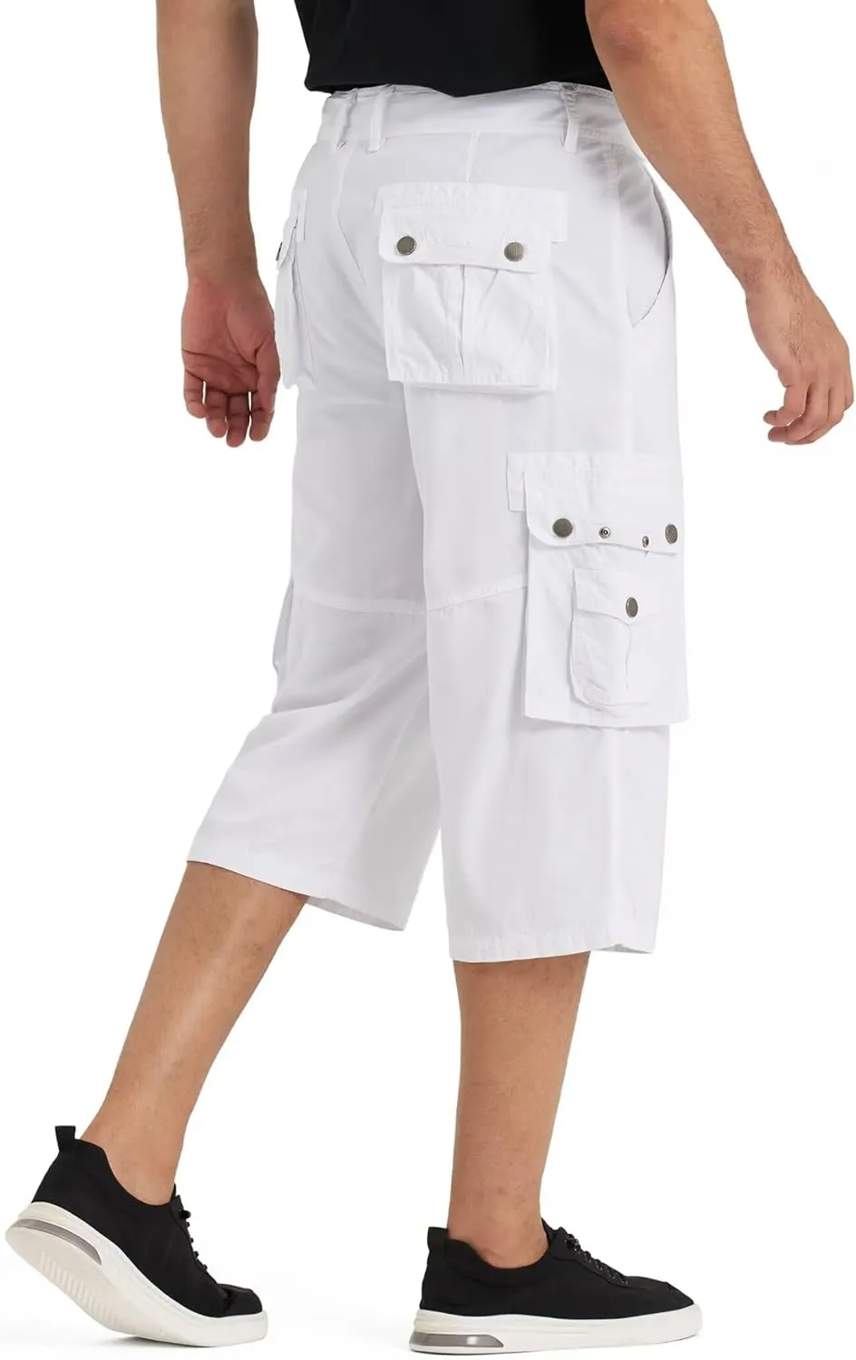 BEST SOUTH 3/4 Capri Long Cargo Shorts for Men Below Knee 18 Inches Pants Cotton