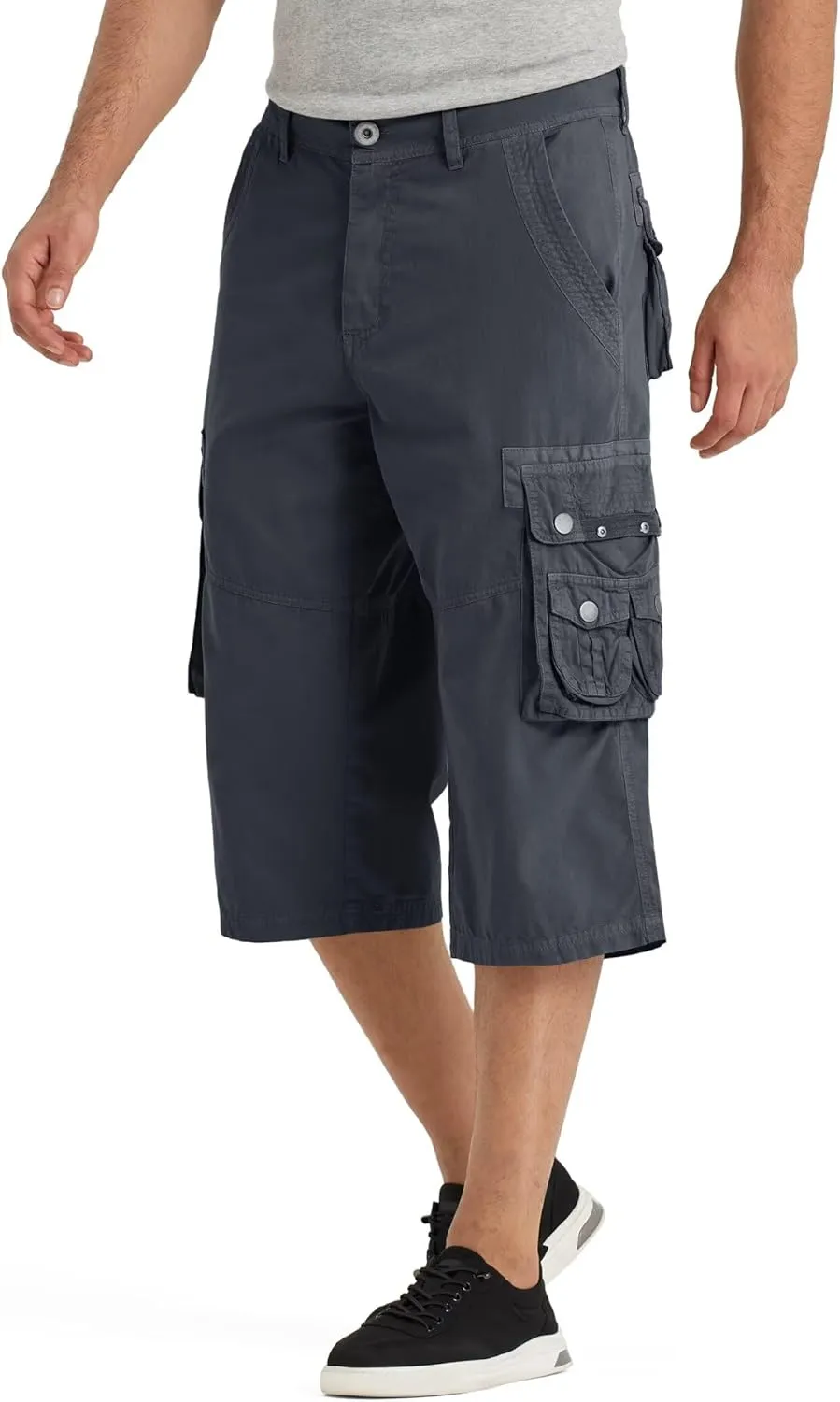 BEST SOUTH 3/4 Capri Long Cargo Shorts for Men Below Knee 18 Inches Pants Cotton