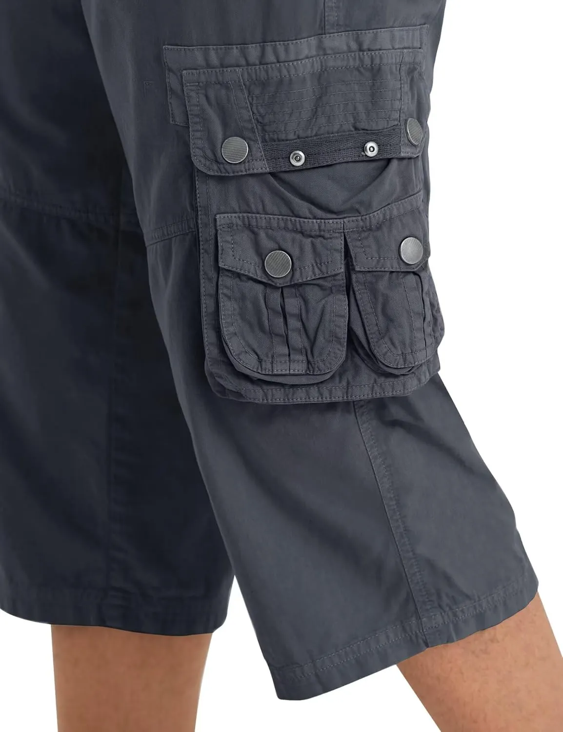 BEST SOUTH 3/4 Capri Long Cargo Shorts for Men Below Knee 18 Inches Pants Cotton