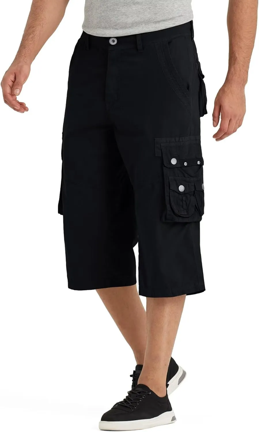 BEST SOUTH 3/4 Capri Long Cargo Shorts for Men Below Knee 18 Inches Pants Cotton