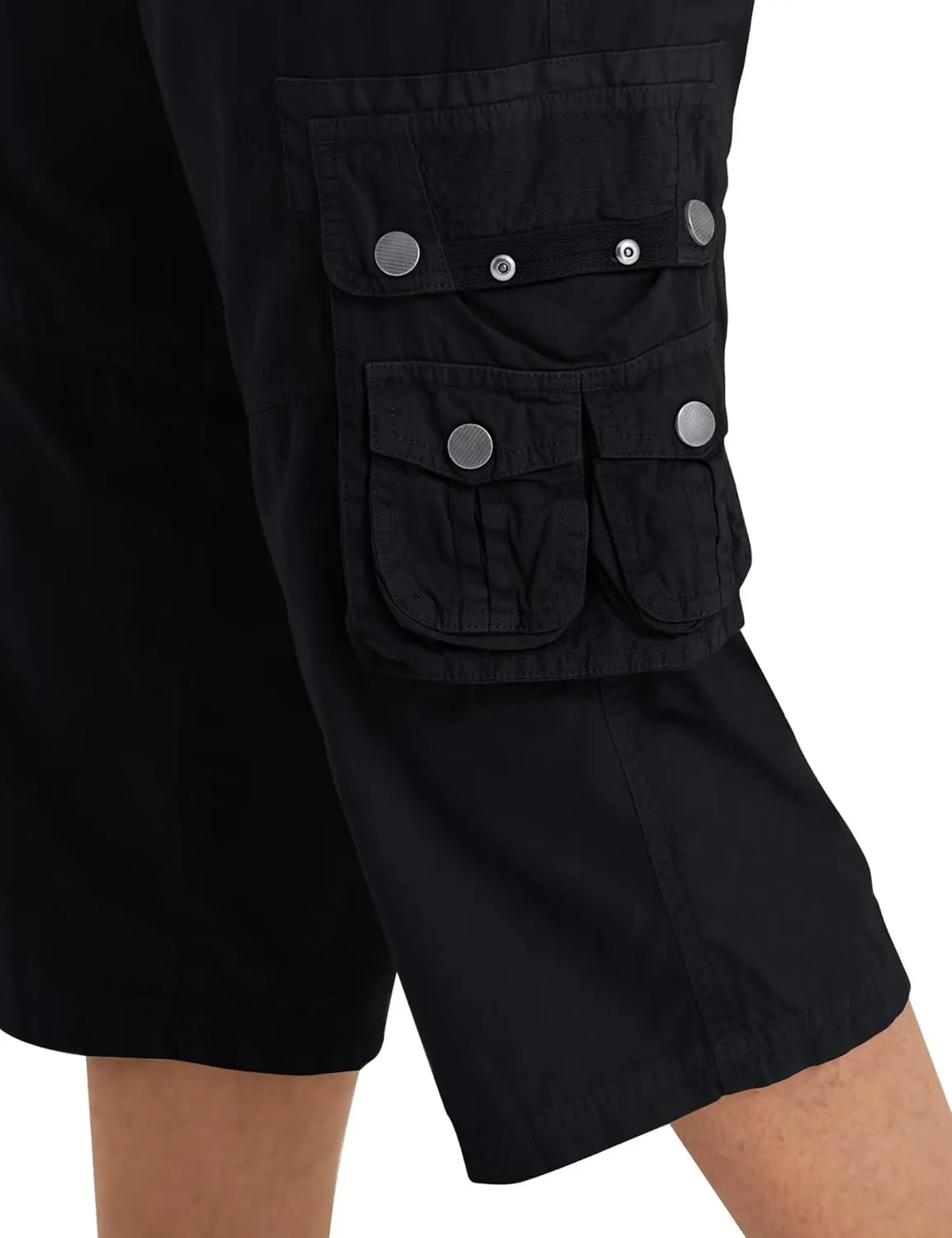 BEST SOUTH 3/4 Capri Long Cargo Shorts for Men Below Knee 18 Inches Pants Cotton