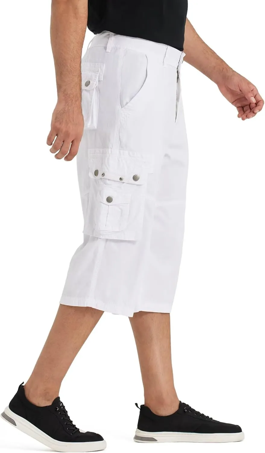 BEST SOUTH 3/4 Capri Long Cargo Shorts for Men Below Knee 18 Inches Pants Cotton