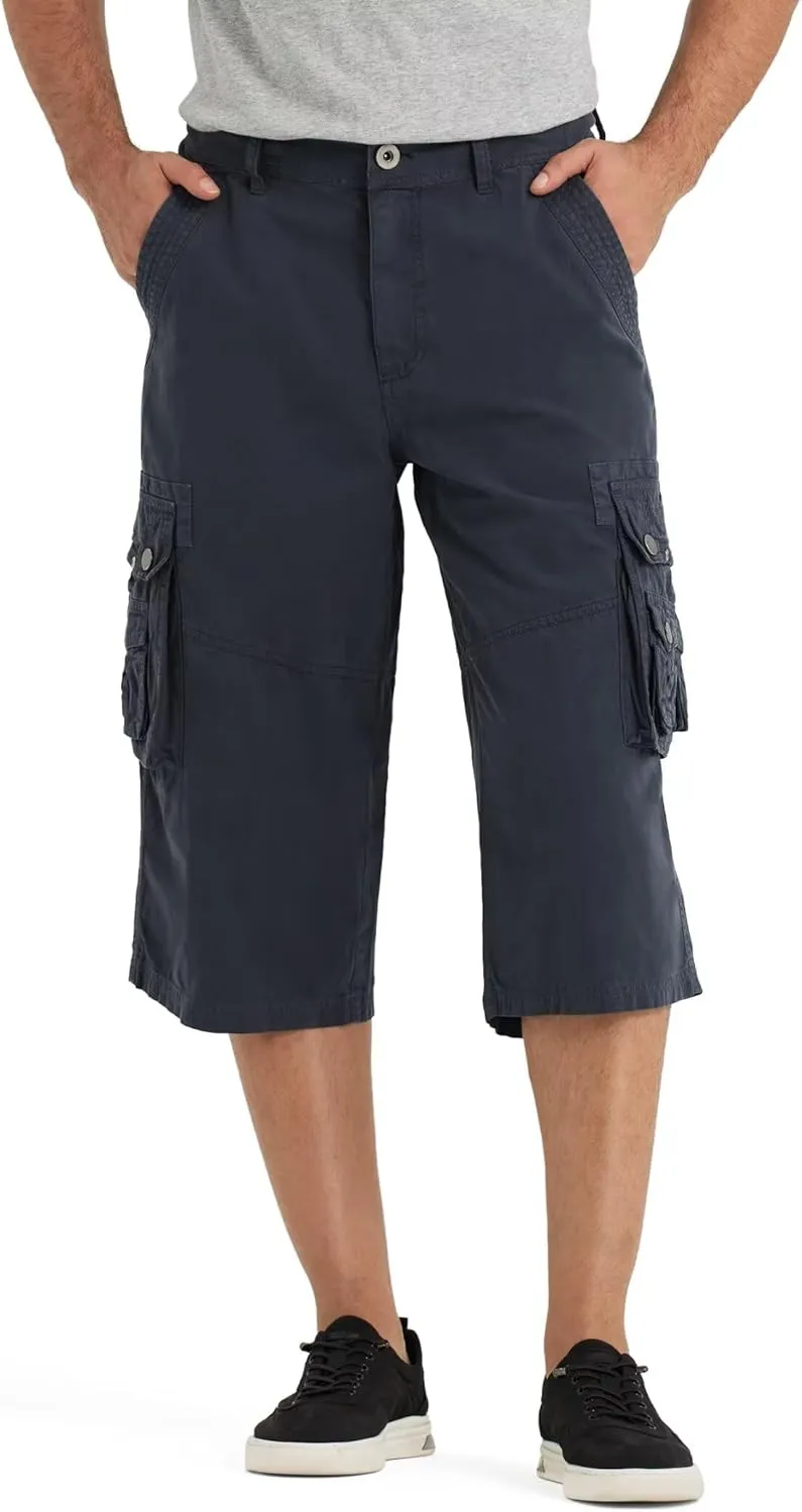 BEST SOUTH 3/4 Capri Long Cargo Shorts for Men Below Knee 18 Inches Pants Cotton
