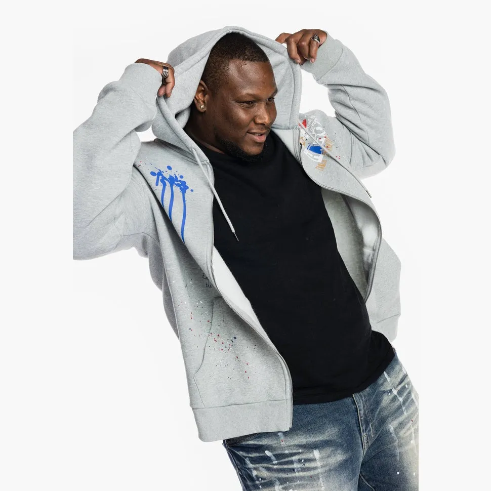 Big and Tall Graffiti Zipup Hoodie - Heather Grey
