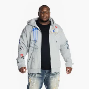 Big and Tall Graffiti Zipup Hoodie - Heather Grey