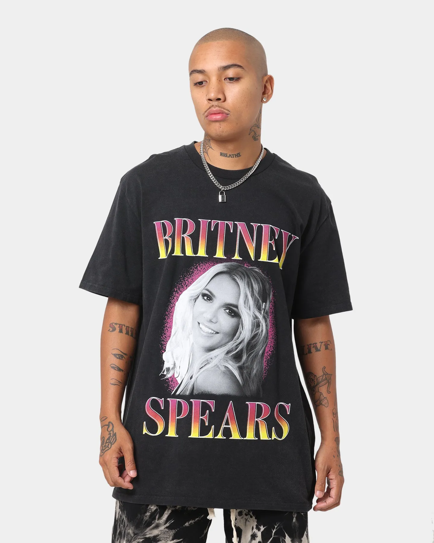 Britney Spears Hot Gradient T-Shirt Washed Black