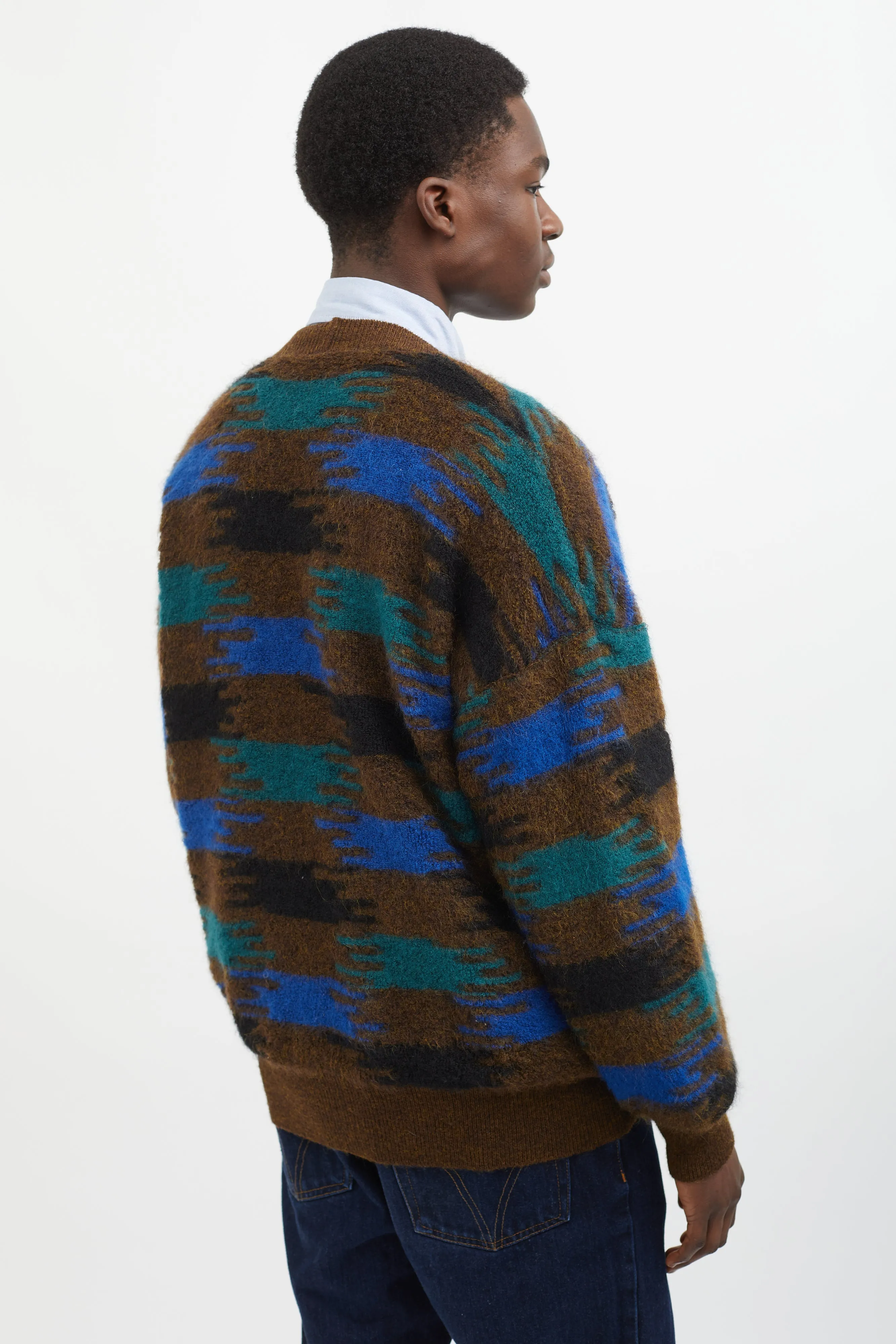 Brown Wool Multicolor Cardigan