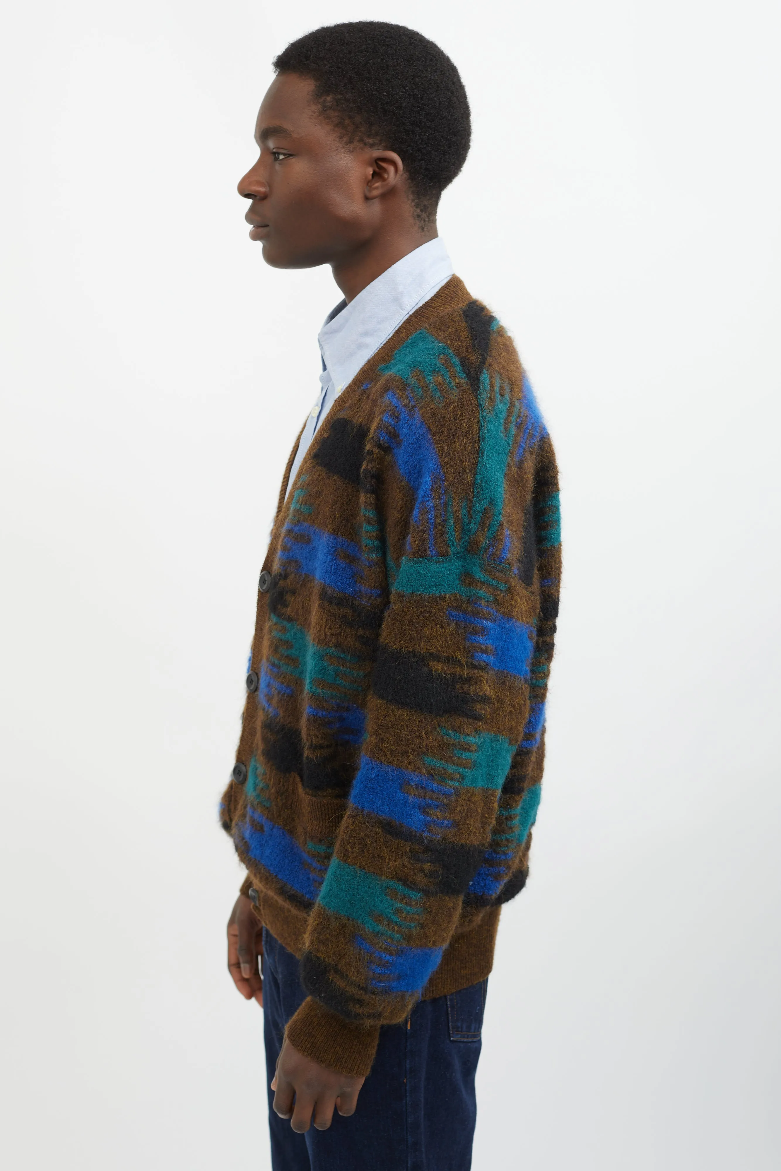 Brown Wool Multicolor Cardigan