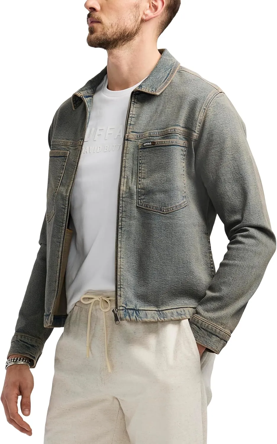Buffalo David Bitton Men's Trucker Denim Jacket Vintage Style Shacket