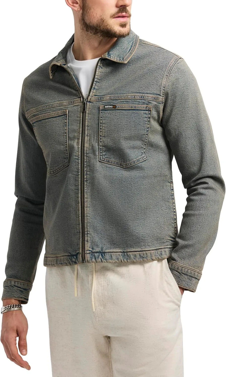 Buffalo David Bitton Men's Trucker Denim Jacket Vintage Style Shacket