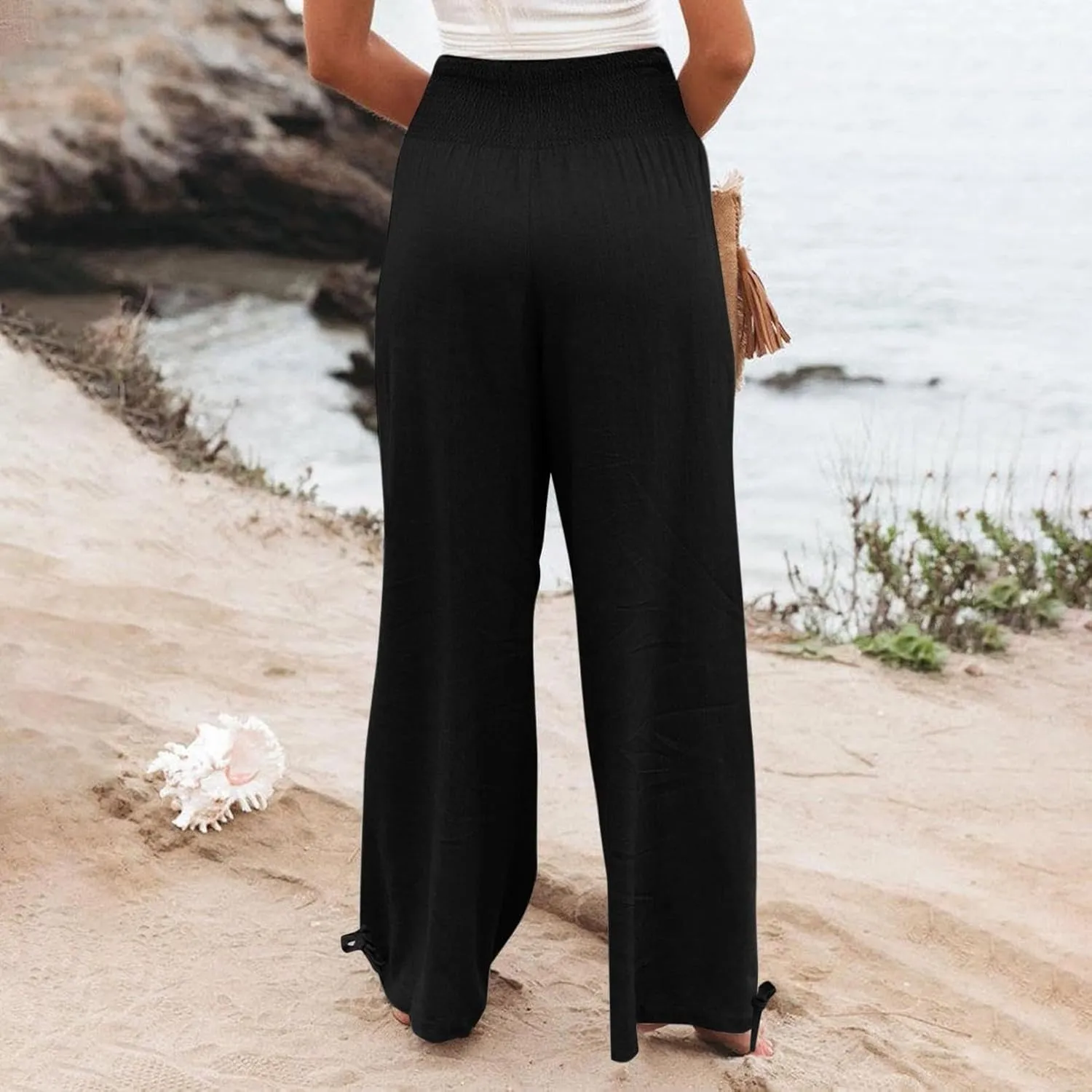 Business Casual Pants for Women Loose Wide Leg Palazzo Slacks 2025 Summer Long Linen Pants Baggy Trousers