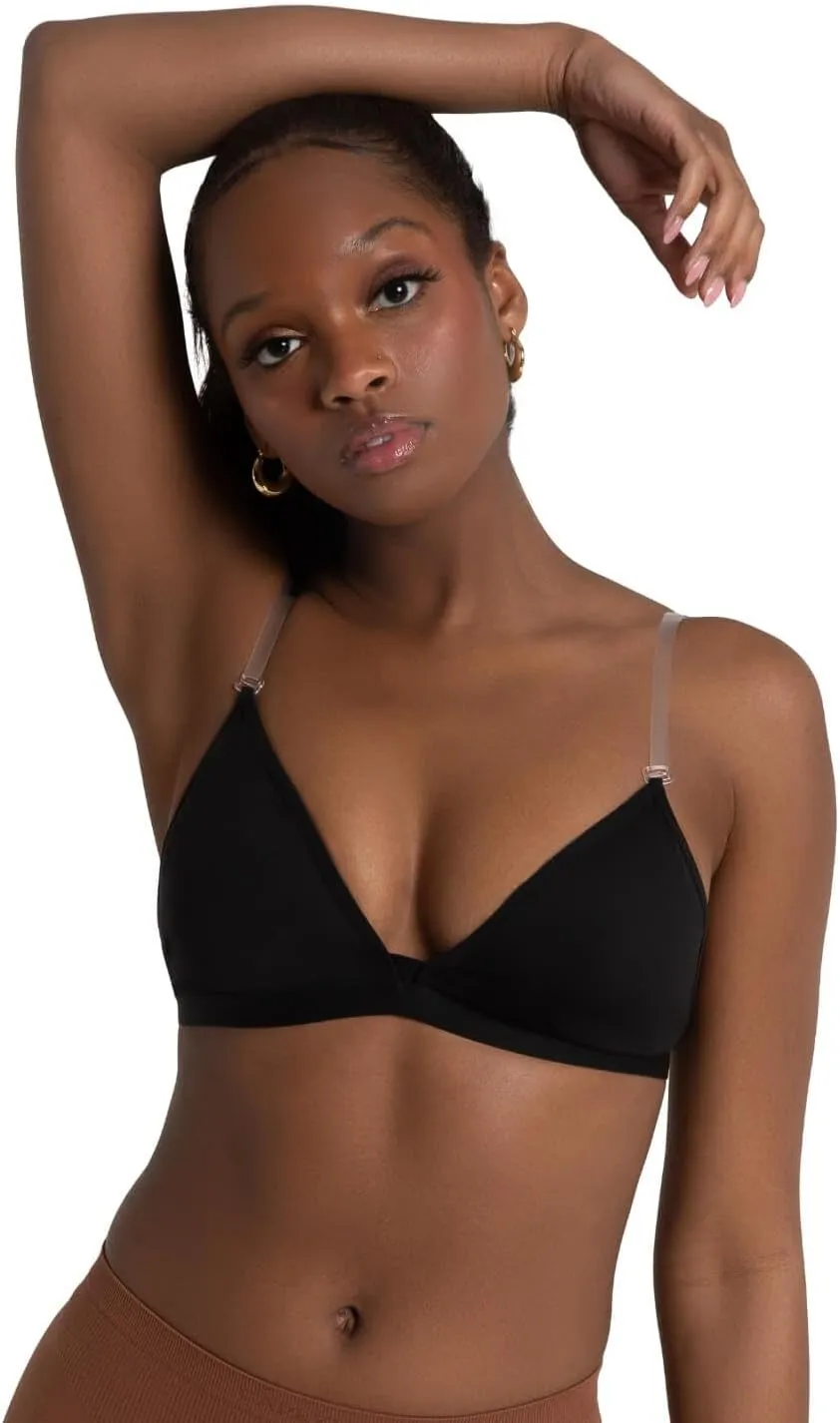 Capezio Women's Deep Neck Clear Back Bra