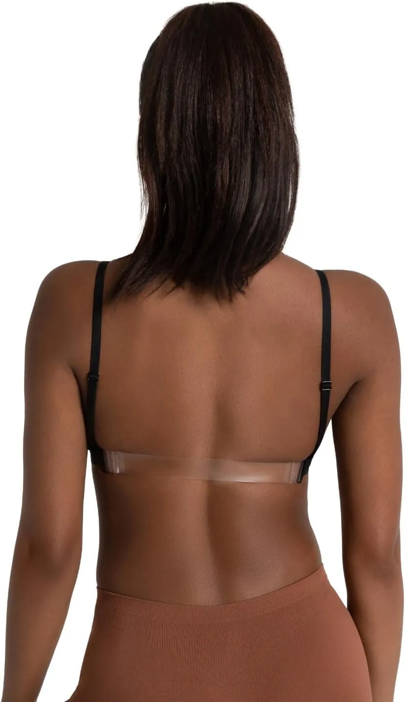 Capezio Women's Deep Neck Clear Back Bra
