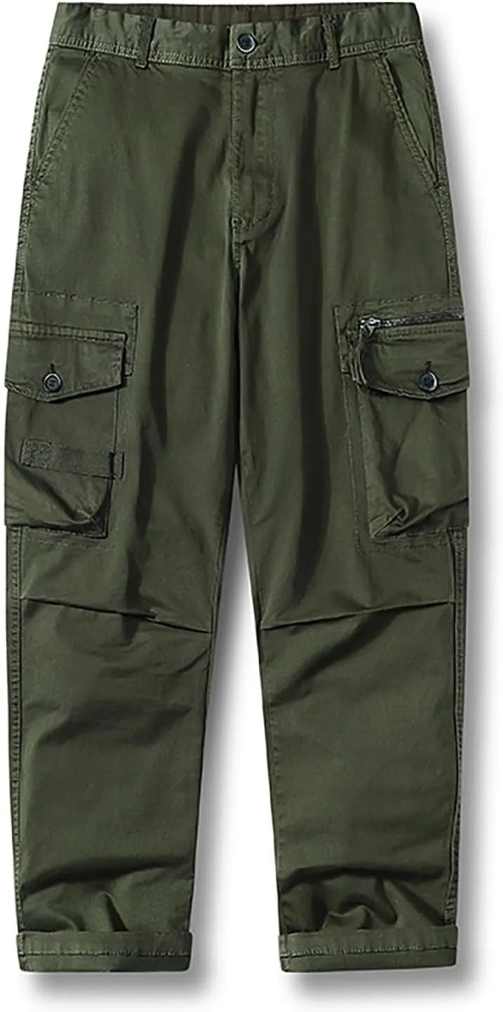 Cargo Pants Work Men's Drawstring Workwear Solid Colour Trousers Men's Casual Sports Slim Fit Pantalones De Hombre