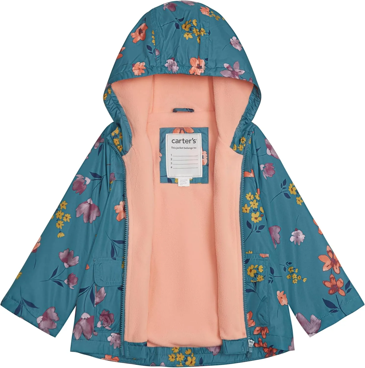 Carter's Toddler & Little Girls' Lightweight Fleece Lined Hooded Raincoat Rain Jacket