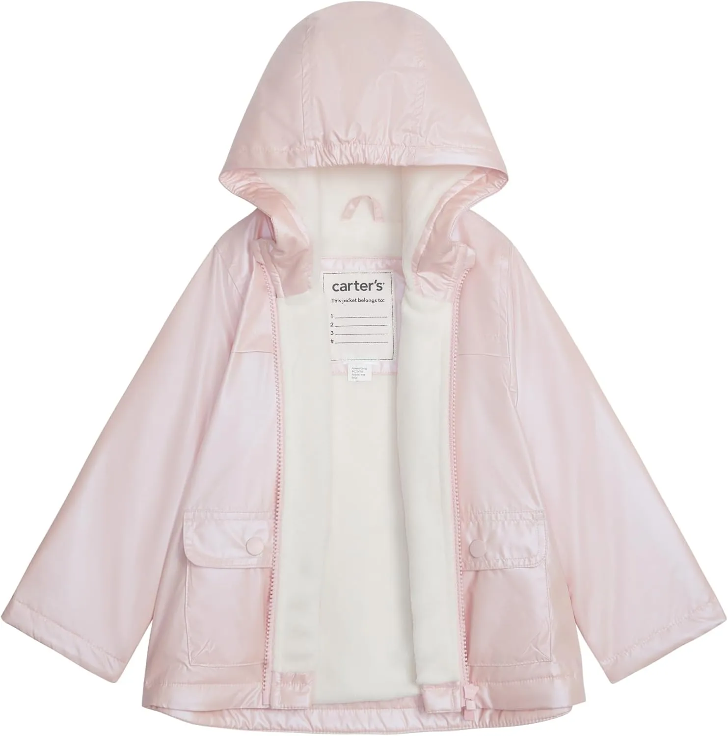 Carter's Toddler & Little Girls' Lightweight Fleece Lined Hooded Raincoat Rain Jacket