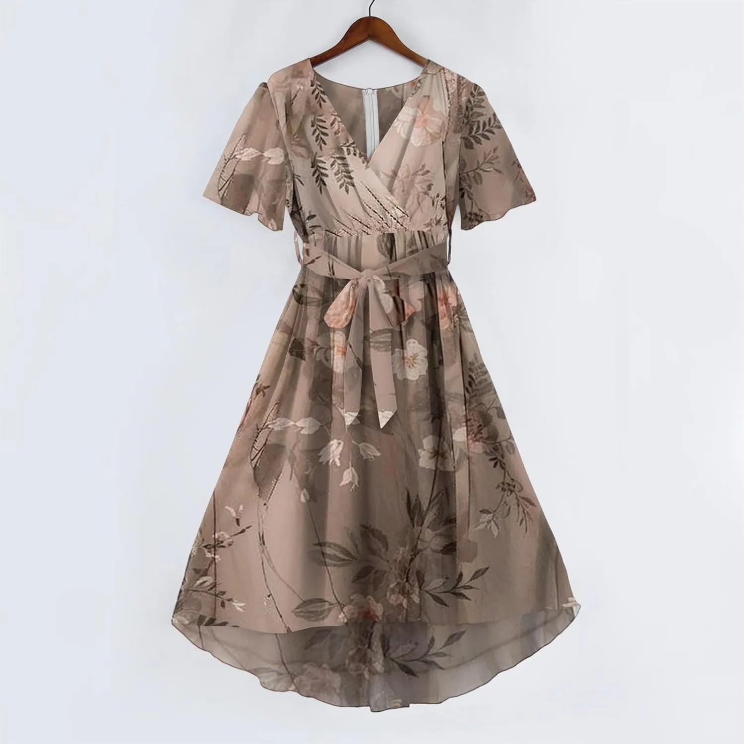 Chiffon Dresses for Women,Flowy Wrap Wedding Guest Cocktail Prom Womens Spring Summer Dress Sexy Midi Dresses